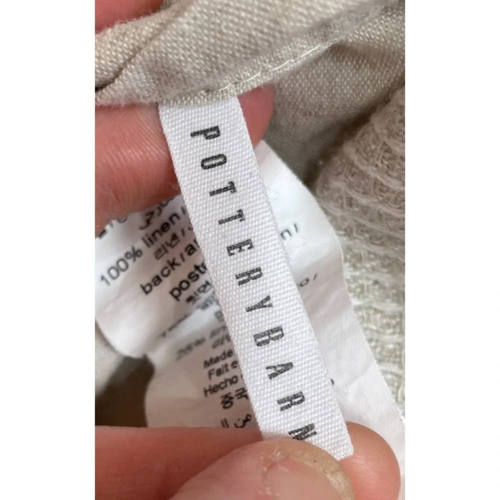 2 Pottery Barn Belgian Flax Linen Waffle Weave King Shams Beige